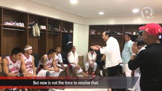 Jawo talks to Ginebra at halftime of PBA PH Cup semis game 6 [upl. by Rebeca]