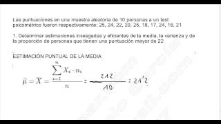 ESTADÍSTICA INFERENCIAL I EJERCICIO 1 ESTIMACIONES PUNTUALES MEDIA VARIANZA Y PROPORCIÓN [upl. by Fran413]