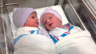 Newborn one hour old twins have first conversation [upl. by Cristobal]