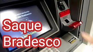 Como fazer saque no caixa eletrônico Banco Bradesco  Chave de segurança [upl. by Naanac]