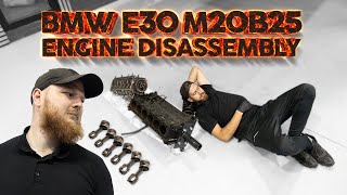 REBUILDING A BURNED BMW E30 325iS FROM SCRATCH TAKING M20B25 ENGINE APART  PT9 [upl. by Amadus]