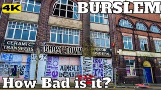 Stoke on Trent BURSLEM  How Bad is It Ghost Town ENGLAND UNITED KINDOM 4k [upl. by Traggat]