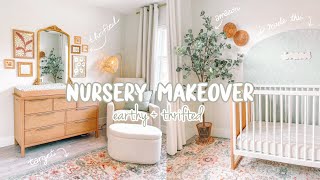 baby girl NURSERY MAKEOVER 🌿 earthy tones thrifted finds  diy decor [upl. by Anhsirk]