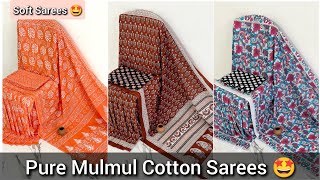 Pure Mulmul Cotton Sarees 2024  Price 499  mulmulcottonsaree [upl. by Ynettirb297]