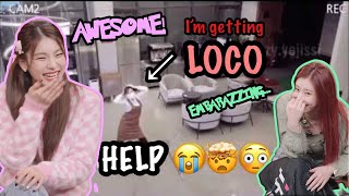 ITZY reacting to a girl getting caught dancing LOCO in work [upl. by Lakym]