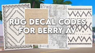 REALISTIC RUG DECAL CODES For Berry Avenue amp Bloxburg  Roblox Video [upl. by Akila589]