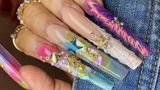 OCEAN NAILS USING THE NEW GUMMY BEAR COLLECTION ENCAPSULATED ACRYLIC NAILS [upl. by Nnaeerb]