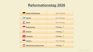 Reformationstag 2020  Datum  Feiertage Deutschland 2020 [upl. by Summons]