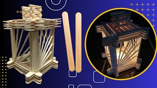 DIY Popsicle Stick Lanterns Handmade Popsicle Stick Lantern Decor [upl. by Marge]