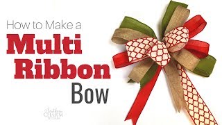 How To Tie A Bow Using Multiple Ribbons for Wreaths [upl. by Franza]