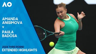 Amanda Anisimova v Paula Badosa Extended Highlights  Australian Open 2024 Third Round [upl. by Gronseth538]