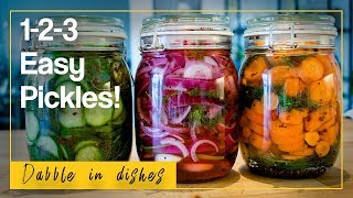 Super easy 123 pickle recipe Cucumber carrots amp onions [upl. by Odille904]