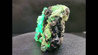 Haiweeite Botryoidal Hyalite Opal Fluorite on Schorl toumaline amp Goethite  Erongo Namibia [upl. by Yelak]