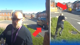 Hilarious moment bailiff sprints after his van as it rolls down a hill during debt collection [upl. by Kailey]