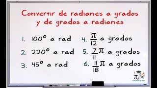 Conversiones de radianes a grados y de grados a radianes  Simplificación manual y con calculadora [upl. by Nelrah]