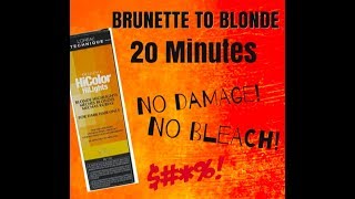 BRUNETTE TO BLONDE IN 20 MINS  NO DAMAGE NO BLEACH  LOREAL HICOLOR REVIEW DEMO [upl. by Calvinna]