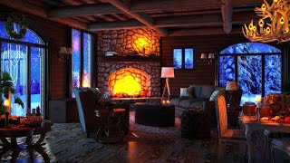 Rain and Crackling Fireplace with Thunderstorm sounds at Night  Cozy Cabin Ambience  8 Hours Sleep [upl. by Aivital]