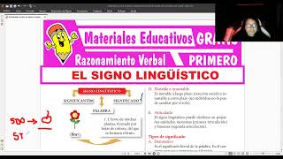 TEMA 1  SIGNO LINGUÍSTICO  RAZONAMIENTO VERBAL  PRIMERO DE SECUNDARIA [upl. by Repsihw]