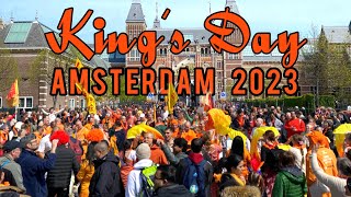 👑 🇳🇱 KING’S DAY AMSTERDAM 2023  Street Markets amp Parties MUSEUMPLEIN ft HARE KRISHNA DANCE [upl. by Eornom]