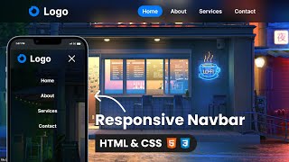 Responsive Navigation Bar HTML amp CSS Tutorial [upl. by Yeffej882]