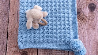 How to Crochet a Baby Blanket for Beginners Super EASY amp QUICK Only 1 row to repeat [upl. by Reilamag]