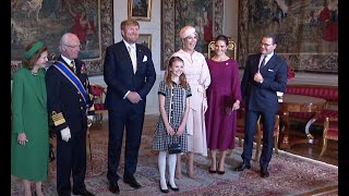 Carl Gustaf Victoria Estelle en co verwelkomen WillemAlexander en Máxima [upl. by Adams]