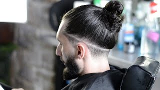 Nuque et tempes dégradé inversé  Tuto coupe homme cheveux longs [upl. by Dnomso]