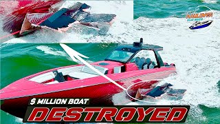 Million Dollar Boat Hull Destroyed Haulover Inlet Boats [upl. by Estey]