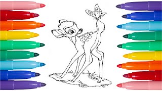 Bambi da colorare  Tutorial per Bambini  Disegni da colorare [upl. by Okim]