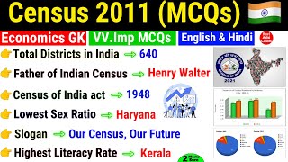 Census of India 2011  Census 2011 important questions  Census 2011 MCQ  Census Explain Gk Trick [upl. by Hildebrandt385]