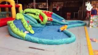 Crocodile Water Park  NEW Inflatable Water Slide [upl. by Attaynek]