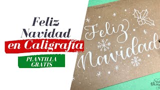 Feliz Navidad en Caligrafía  Plantilla de Navidad Gratis  Tarjeta Navidad DIY [upl. by Fillian]