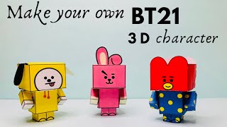 Make your own Bt21 3D character  Tata Chimmy Cooky  Bts room decor  Bts diy [upl. by Ativla]