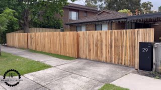 Hardwood batten fence with automatic sliding gate [upl. by Mikaela]