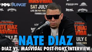 Nate Diaz Reacts to Win Over Jorge Masvidal Calls Jake Paul Rematch Pretty Realistic [upl. by Menzies614]