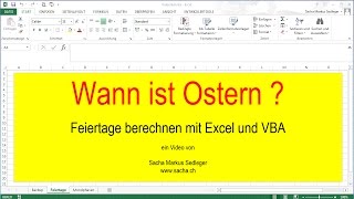 Feiertage berechnen mit Excel und VBA [upl. by Gnof258]