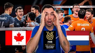 Reacting to Canada vs The Netherlands Volleyball 2023 Mens FIVB Olympic Qualifier [upl. by Oznarol]