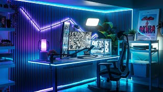 Building The Ultimate Gaming Desk Setup  Full DIY Makeover [upl. by Siramay]