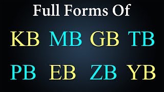 Full Forms Of KB MB GB TB PB EB ZB YB [upl. by Neufer]