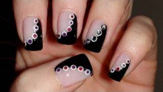 BlackWhitePink Dot Nails  Nail Art Tutorial [upl. by Amalia]