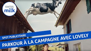 La vache Lovely sème des adeptes de parkour à la campagne  Spot publicitaire  Swissmilk 2017 [upl. by Edyak149]