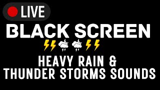 Powerful Thunder and Heavy Rainstorm Black Screen  Rainstorm Sounds for Sleep Studying [upl. by Cornelius270]