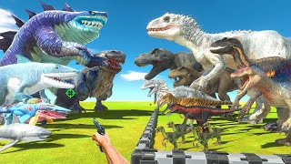 FPS Avatar Rescues Dinosaurs and Fights Sharkjira Evolution  Animal Revolt Battle Simulator [upl. by Tenay]