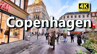 Copenhagen Denmark 🇩🇰 4K Walking Tour of Main Shopping Street Strøget [upl. by Wooster265]