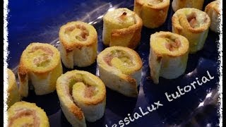 come fare i rustici dietetici senza pasta sfoglia con prosciutto olive tutorial finger food [upl. by Hoxsie70]