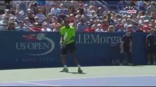 Gael Monfils AMAZING Jumping point Monfils vs Gonzales US Open 2014 [upl. by Ilahsiav]