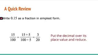 Converting Decimals Fractions and Percents Review [upl. by Helyn]