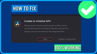 How To Fix quotUnable to Initialize GPUquot in DaVinci Resolve 18 Error [upl. by Yerffe]