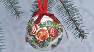 Decoupage christas baubles easy to make  tutorial DIY [upl. by Norre]