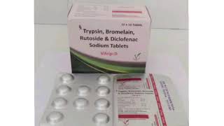 Vitrip D Tablets Trypsin Bromelain Rutoside amp Diclofenac Sodium Tablets [upl. by Aserat]